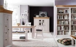 Highboard Bornholm | Kiefer Weiß / Kiefer antikfarben