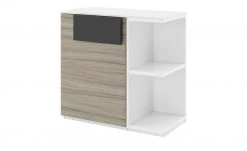 Kommode Holly | Treibholz (Nachbildung) / Weiß / Anthrazit links