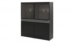 now! by hülsta Highboard now! touch | Schwarz / Samteiche Grau (Nachbildung)