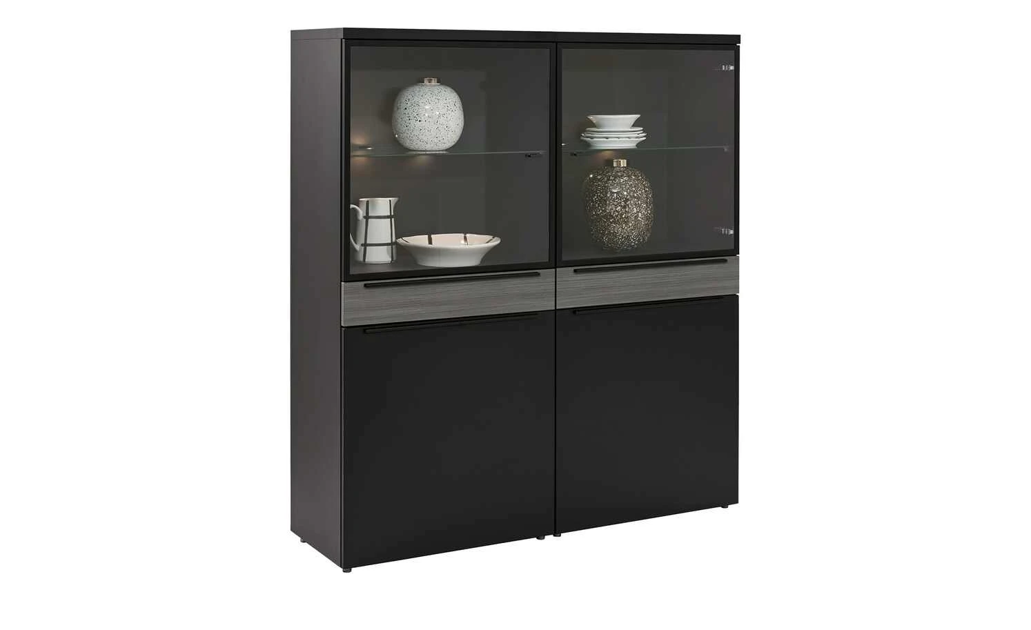 now! by hülsta Highboard now! touch | Schwarz / Samteiche Grau (Nachbildung) 2 now! by hülsta Highboard now! touch | Schwarz / Samteiche Grau (Nachbildung) – Bild 2