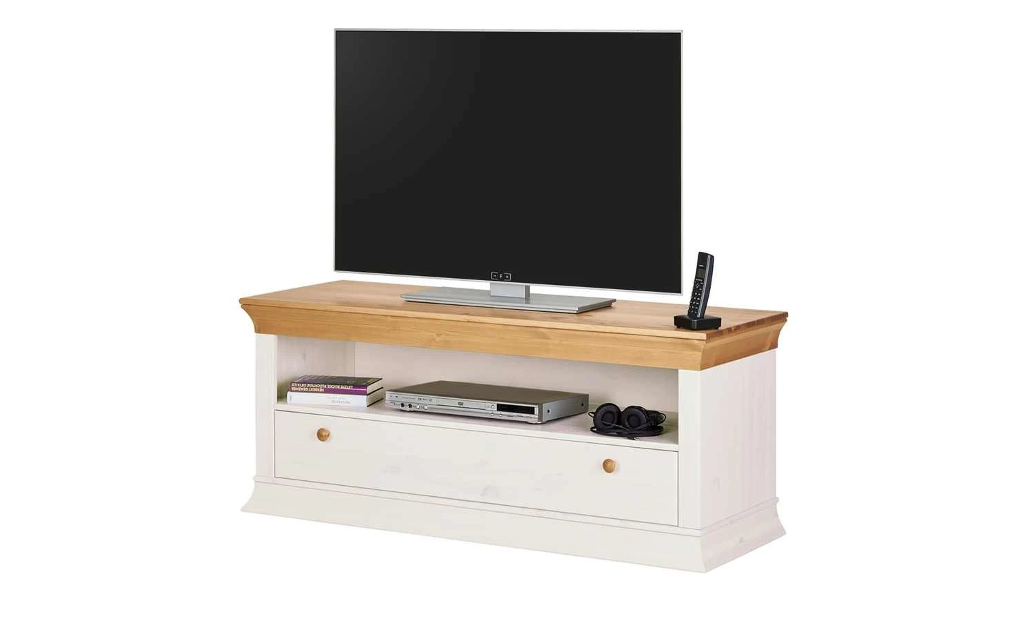 TV-Lowboard Bornholm | Kiefer Weiß / Kiefer antikfarben 3 TV-Lowboard Bornholm | Kiefer Weiß / Kiefer antikfarben – Bild 3