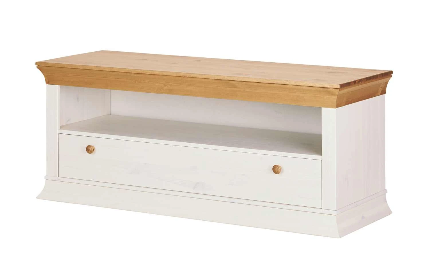 TV-Lowboard Bornholm | Kiefer Weiß / Kiefer antikfarben 1 TV-Lowboard Bornholm | Kiefer Weiß / Kiefer antikfarben