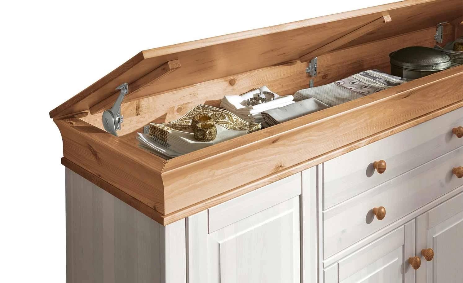 Sideboard Bornholm | Kiefer Weiß / Kiefer antikfarben 2 Sideboard Bornholm | Kiefer Weiß / Kiefer antikfarben – Bild 2