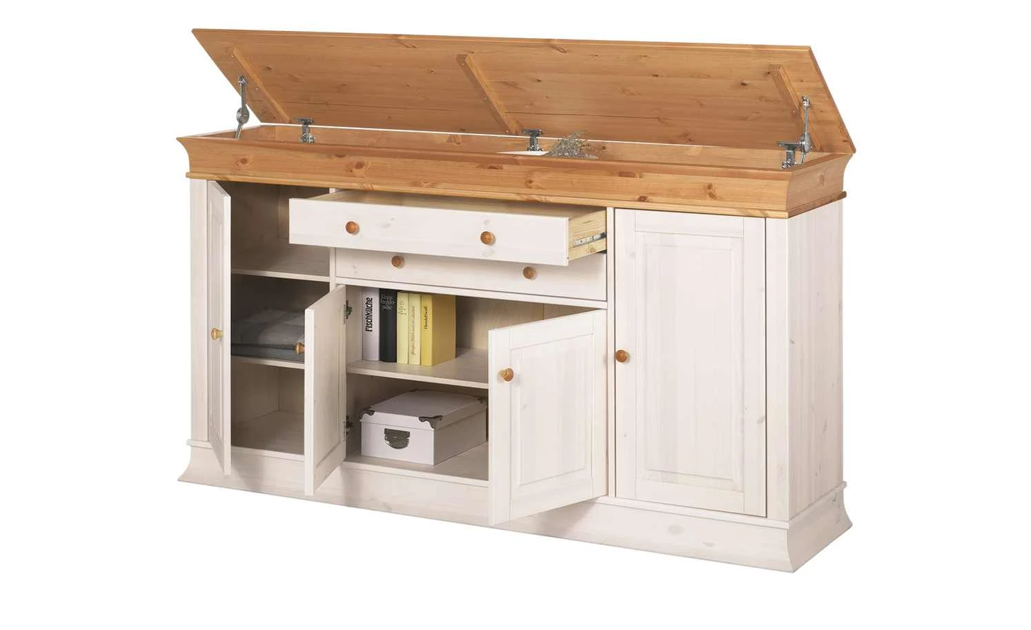 Sideboard Bornholm | Kiefer Weiß / Kiefer antikfarben 5 Sideboard Bornholm | Kiefer Weiß / Kiefer antikfarben – Bild 5