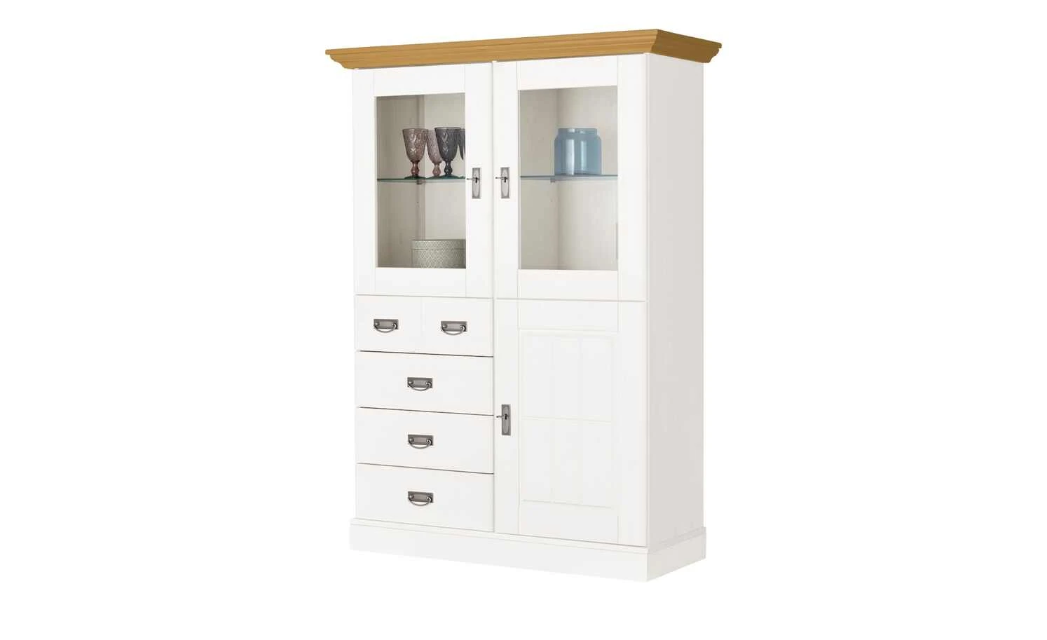 maison bleue Highboard Florian | Weiß / laugenfarben Türen mit Glaseinsatz 4 maison bleue Highboard Florian | Weiß / laugenfarben Türen mit Glaseinsatz – Bild 4