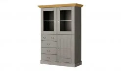 maison bleue Highboard Florian | Grau / laugenfarben Türen mit Glaseinsatz