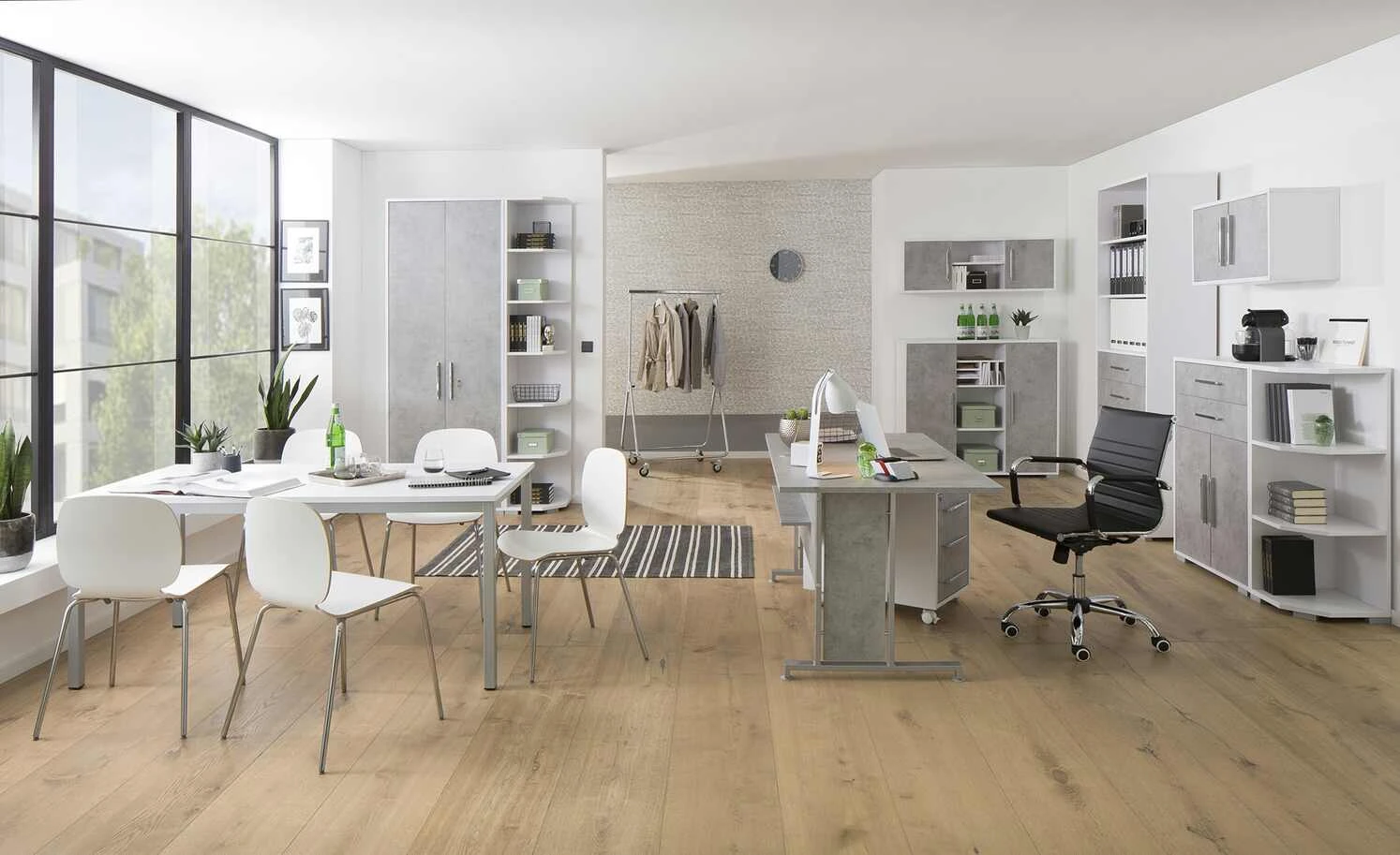 Sideboard mit 2 Schiebetüren Success | Weiß Steingrau 2 Sideboard mit 2 Schiebetüren Success | Weiß Steingrau – Bild 2