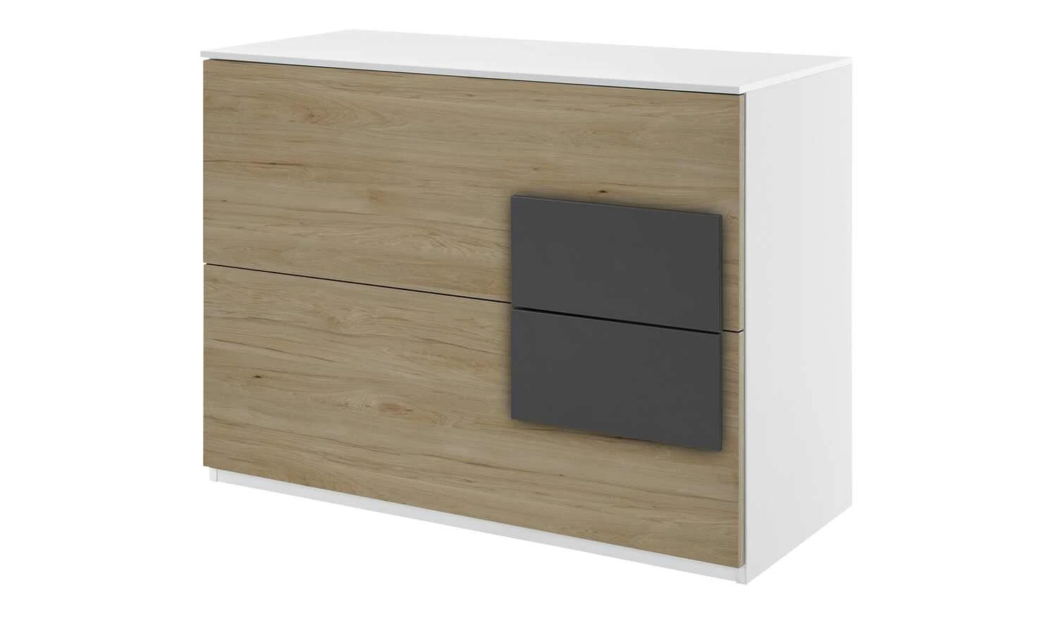 Kommode Holly | Weiß / Hickory (Nachbildung) / Anthrazit 1 Kommode Holly | Weiß / Hickory (Nachbildung) / Anthrazit