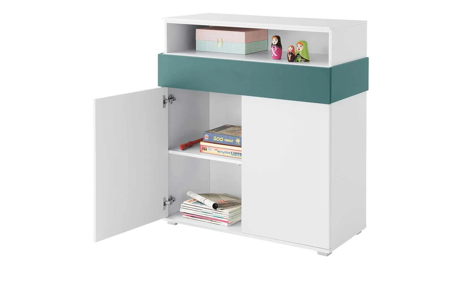 Highboard 2-türig Holly | Weiß / Petrol 3 Highboard 2-türig Holly | Weiß / Petrol – Bild 3