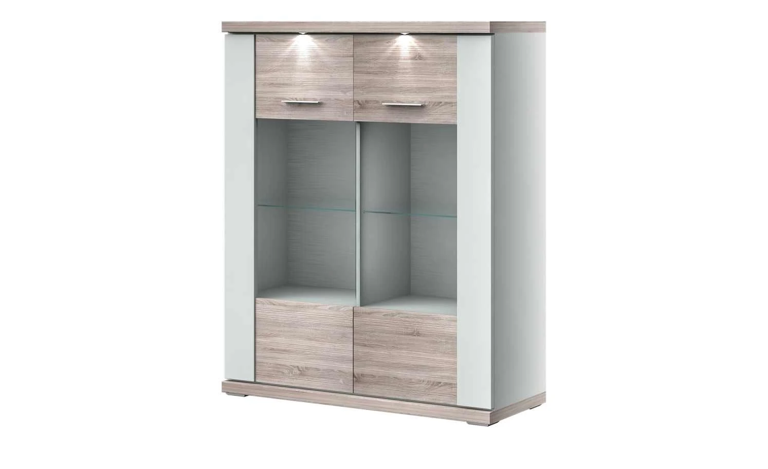 uno Highboard Titan | Weiß / Eiche sägerau (Nachbildung) Spotbeleuchtung 1 uno Highboard Titan | Weiß / Eiche sägerau (Nachbildung) Spotbeleuchtung