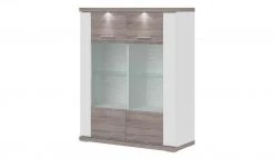 uno Highboard Titan | Weiß / Eiche Trüffel (Nachbildung) Spotbeleuchtung