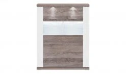 uno Highboard Titan | Weiß / Eiche Trüffel (Nachbildung) Spot- und Nischenbeleuchtung -Komm Store 12200197 4 202106091239