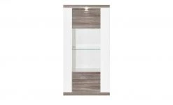 uno Hängevitrine Titan | Weiß / Eiche Trüffel (Nachbildung) links Spotbeleuchtung -Komm Store 12200200 11 202106092233