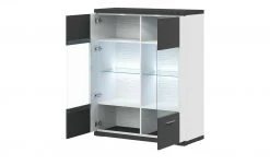 uno Hängevitrine Titan | Weiß / Graphit (Nachbildung) mit Front- und Glasbodenbeleuchtung -Komm Store 12200214 3 202106091239