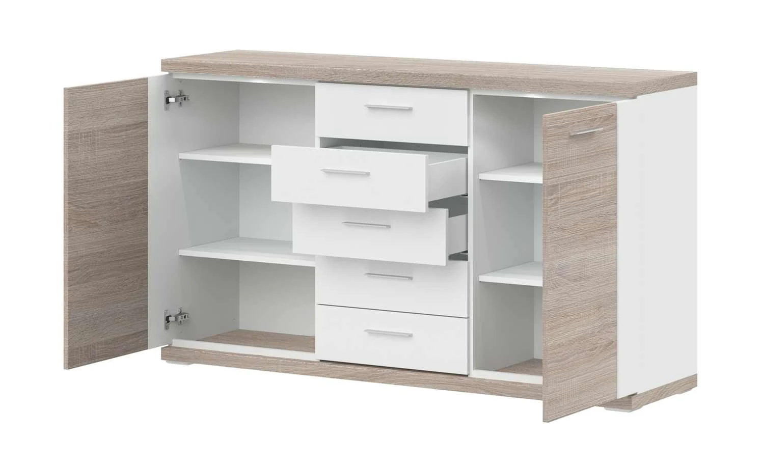 uno Sideboard Titan | Weiß / Eiche sägerau (Nachbildung) 2 uno Sideboard Titan | Weiß / Eiche sägerau (Nachbildung) – Bild 2
