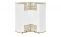 uno Eck-Highboard Titan | Eiche sägerau (Nachbildung) / Weiß