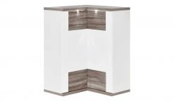 uno Eck-Highboard Titan | Eiche Trüffel (Nachbildung) / Weiß