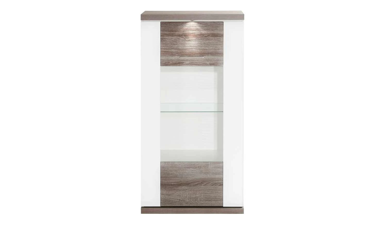 uno Vitrine Titan | Weiß / Eiche Trüffel (Nachbildung) links Spotbeleuchtung 3 uno Vitrine Titan | Weiß / Eiche Trüffel (Nachbildung) links Spotbeleuchtung – Bild 3