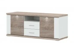 uno Lowboard Titan | Weiß / Eiche sägerau (Nachbildung) 151|cm