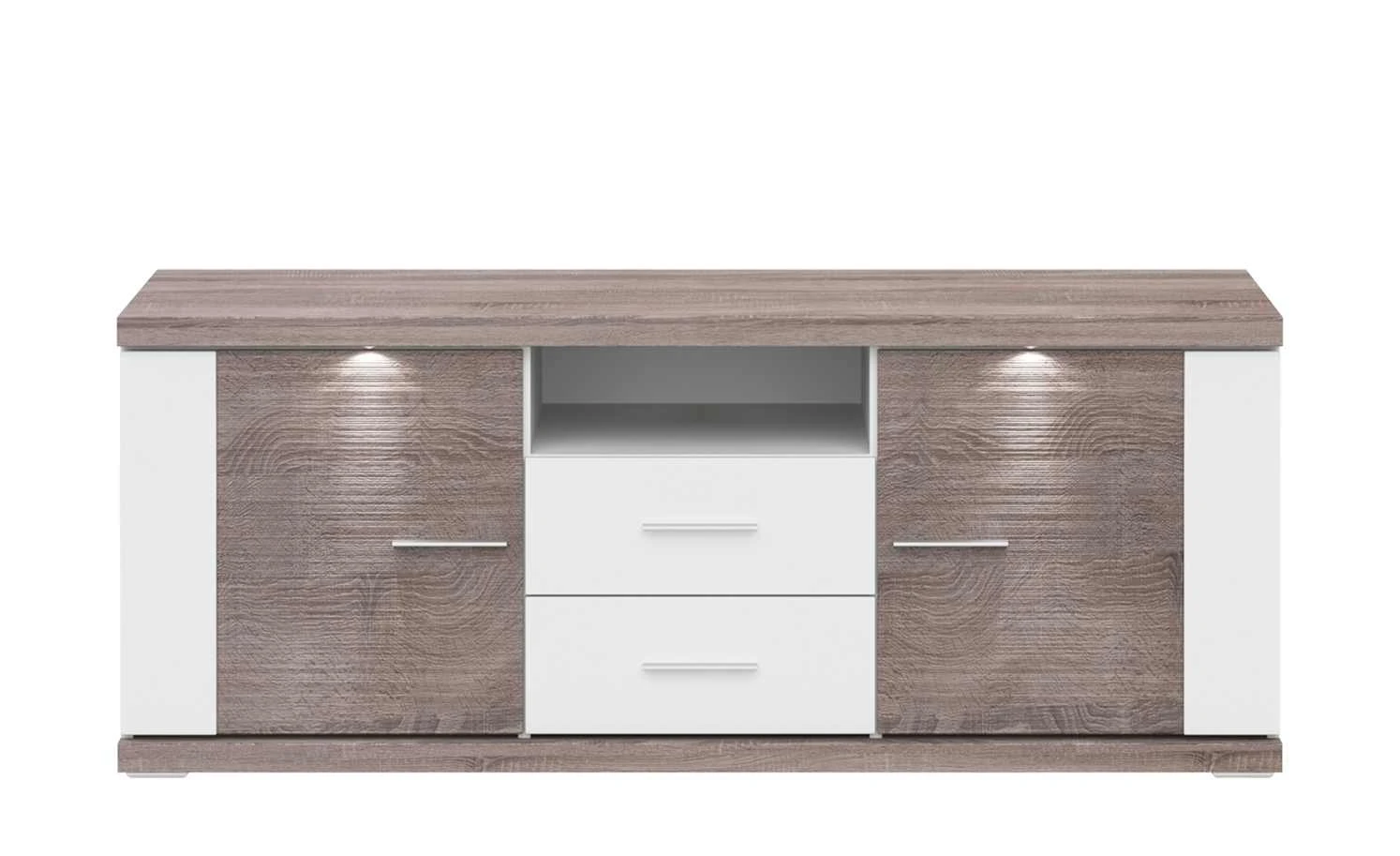 uno Lowboard Titan | Weiß / Eiche Trüffel (Nachbildung) 151|cm 2 uno Lowboard Titan | Weiß / Eiche Trüffel (Nachbildung) 151|cm – Bild 2