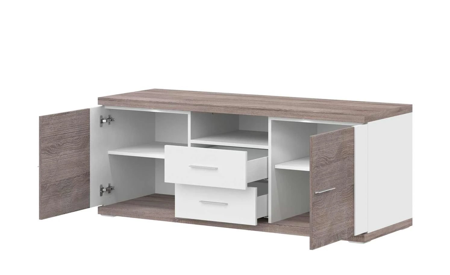 uno Lowboard Titan | Weiß / Eiche Trüffel (Nachbildung) 151|cm 3 uno Lowboard Titan | Weiß / Eiche Trüffel (Nachbildung) 151|cm – Bild 3