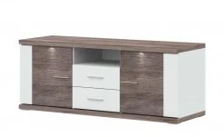 uno Lowboard Titan | Weiß / Eiche Trüffel (Nachbildung) 151|cm