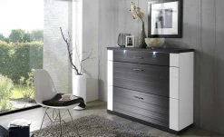 uno Kommode Titan | Weiß / Graphit (Nachbildung)