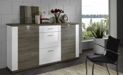 uno Sideboard Titan | Weiß / Eiche Trüffel (Nachbildung)