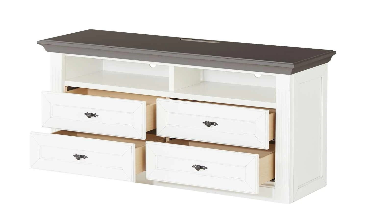 maison bleue TV-Element Petit Chalet | 119|cm Weiß / Graphit 4 maison bleue TV-Element Petit Chalet | 119|cm Weiß / Graphit – Bild 4