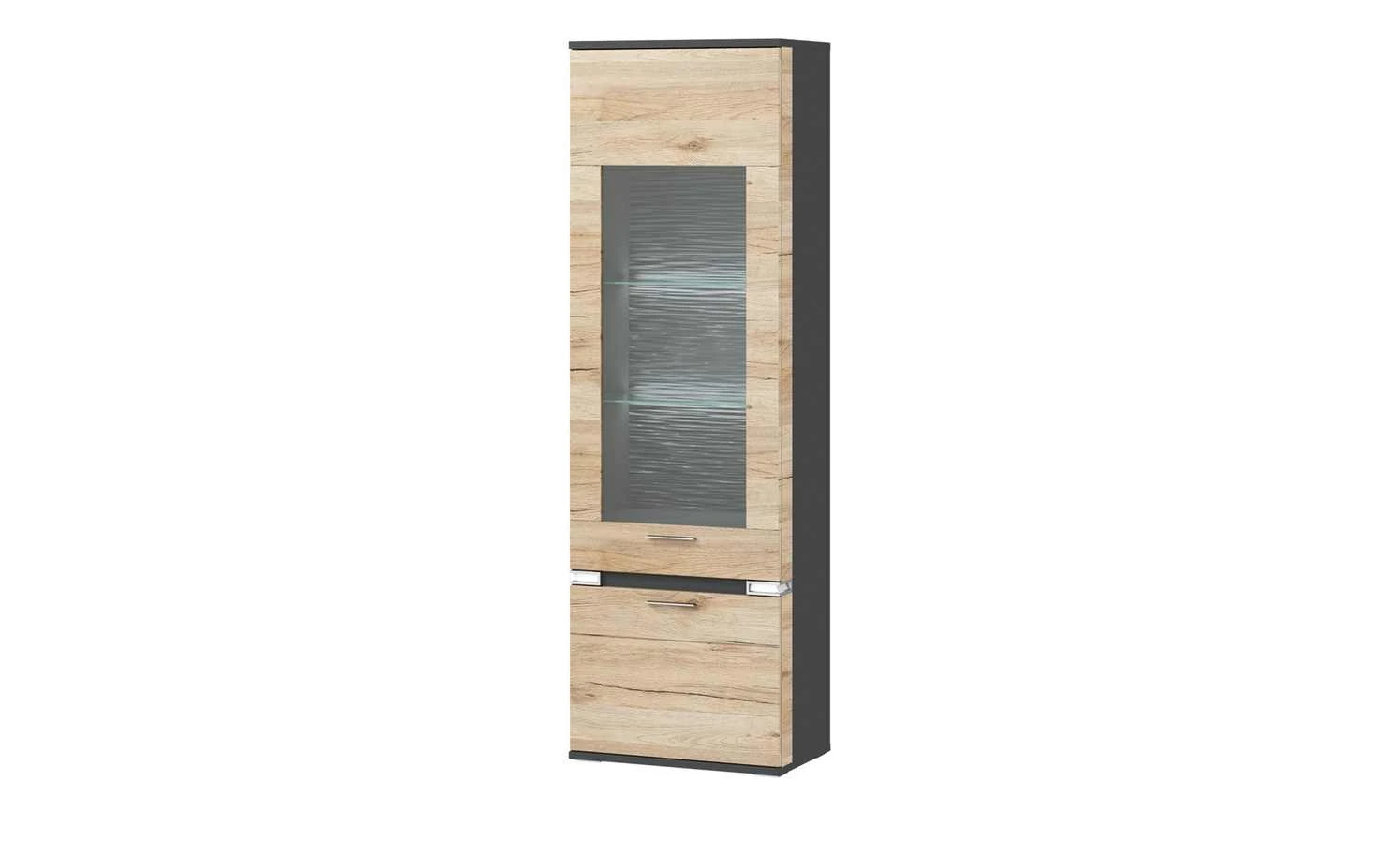 uno Vitrine Katt | Eiche San Remo (Nachbildung) / Graphitgrau links Frontbeleuchtung 1 uno Vitrine Katt | Eiche San Remo (Nachbildung) / Graphitgrau links Frontbeleuchtung