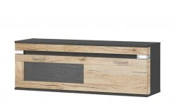 uno Hängevitrine Katt | Eiche San Remo (Nachbildung) / Graphitgrau Frontbeleuchtung