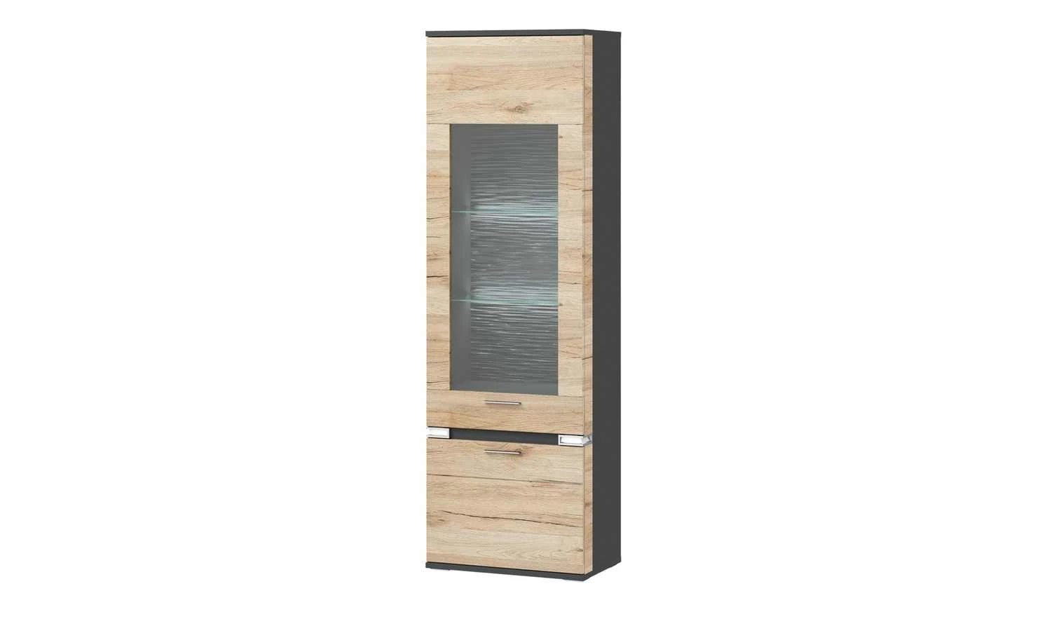 uno Vitrine Katt | Eiche San Remo (Nachbildung) / Graphitgrau links Frontbeleuchtung und Glasbodenbeleuchtung 1 uno Vitrine Katt | Eiche San Remo (Nachbildung) / Graphitgrau links Frontbeleuchtung und Glasbodenbeleuchtung