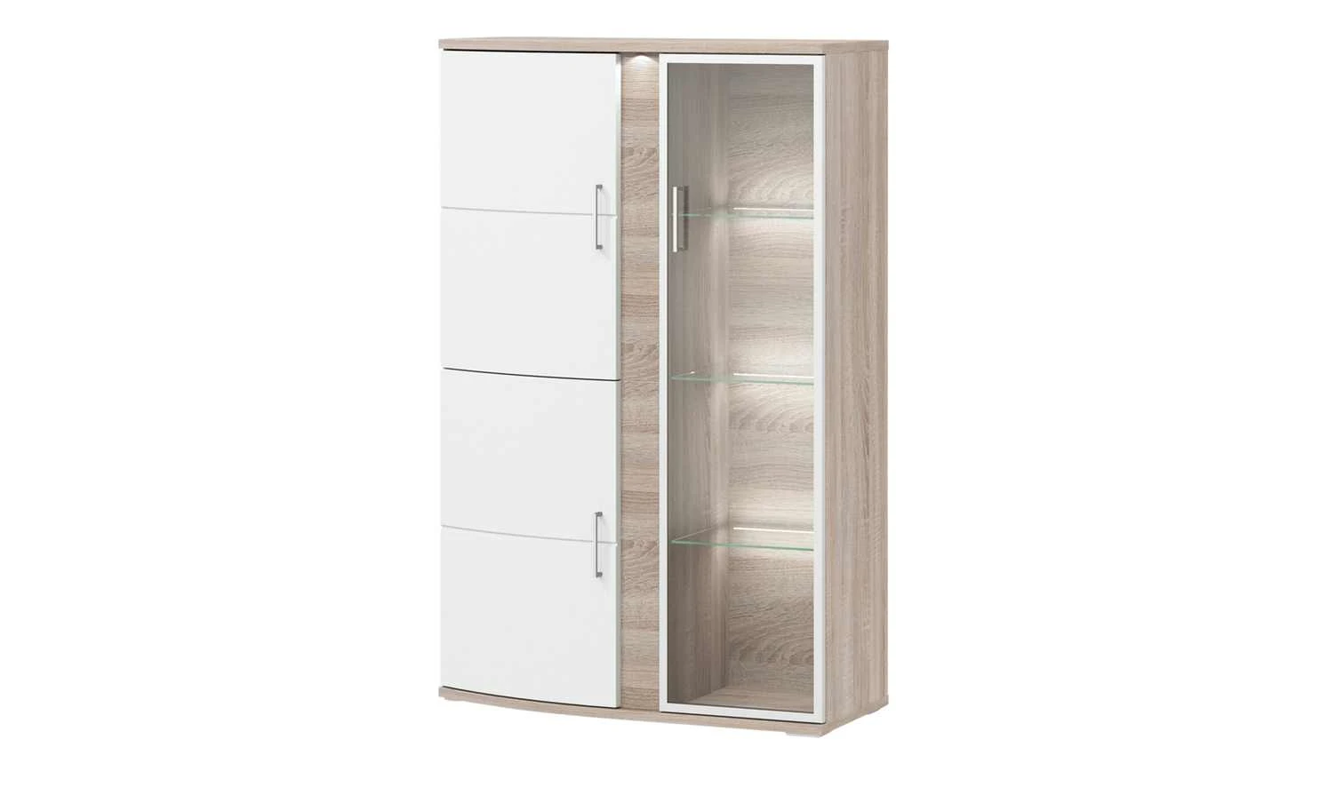 uno Vitrine Onyx | Weiß / Eiche sägerau (Nachbildung) Spotbeleuchtung Glastür rechts 1 uno Vitrine Onyx | Weiß / Eiche sägerau (Nachbildung) Spotbeleuchtung Glastür rechts