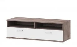 uno Lowboard Onyx | Weiß / Eiche Trüffel sägerau (Nachbildung)