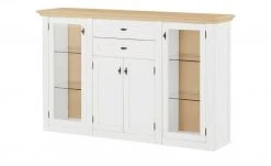 maison bleue Highboard Petit Chalet | Weiß / Asteiche mit Glastüren