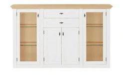 maison bleue Highboard Petit Chalet | Weiß / Asteiche mit Glastüren -Komm Store 12202659 13 202206232232