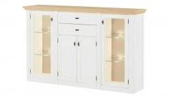 maison bleue Highboard Petit Chalet | Weiß / Asteiche mit Glastüren -Komm Store 12202659 15 202206232232