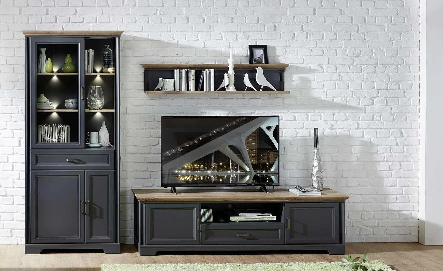 TV-Lowboard Varese | Graphitgrau / Asteiche (Nachbildung) 3 TV-Lowboard Varese | Graphitgrau / Asteiche (Nachbildung) – Bild 3