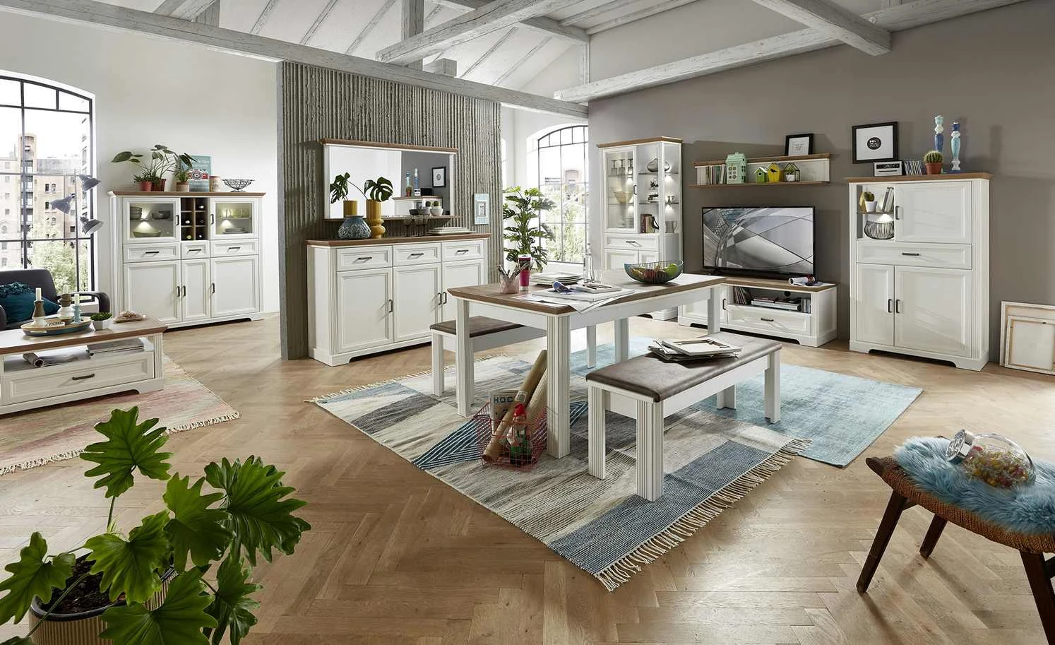 Highboard Varese | Pinie hell (Nachbildung) / Asteiche (Nachbildung) 2 Highboard Varese | Pinie hell (Nachbildung) / Asteiche (Nachbildung) – Bild 2