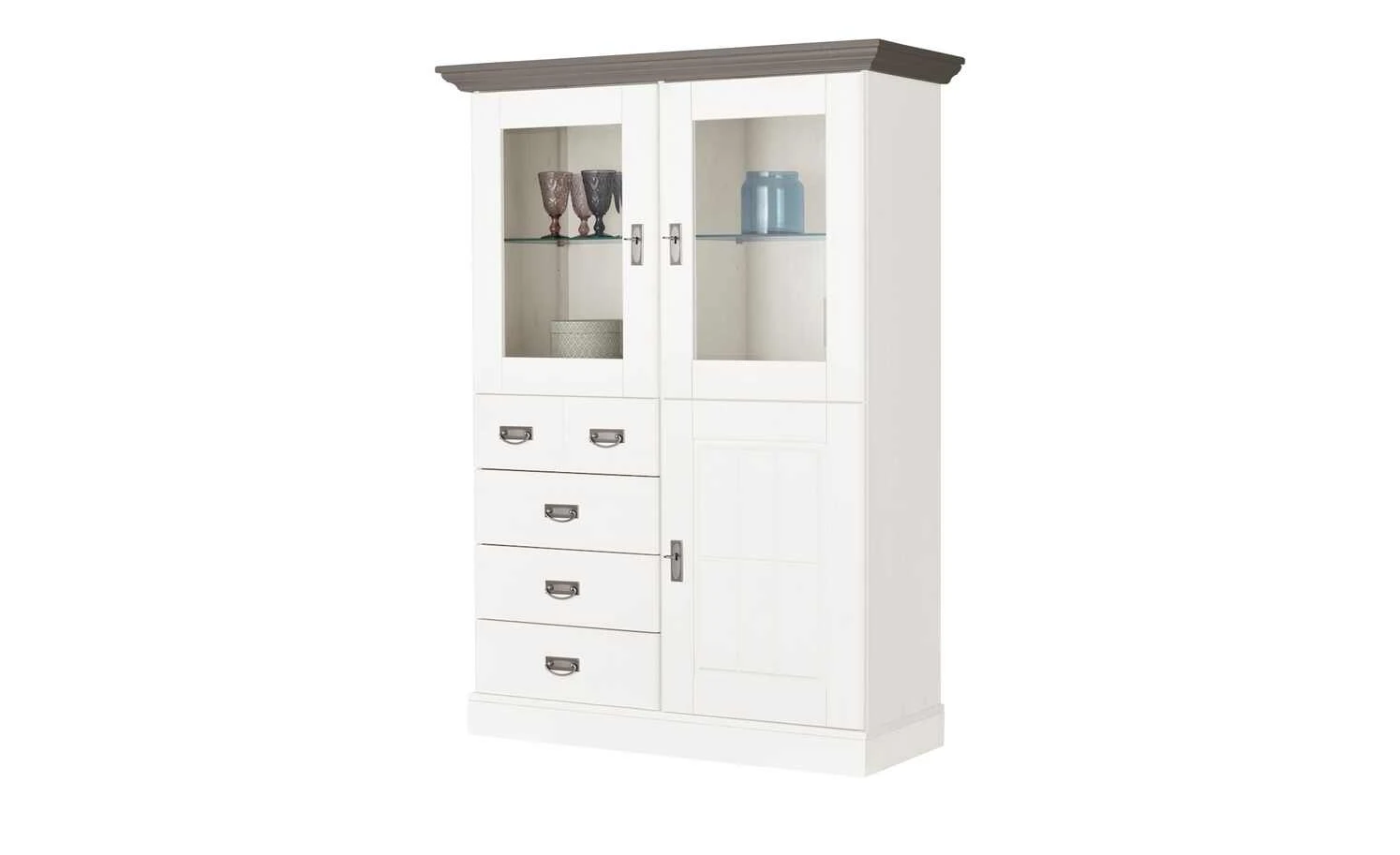 maison bleue Highboard Florian | Weiß / Grau Türen mit Glaseinsatz 10 maison bleue Highboard Florian | Weiß / Grau Türen mit Glaseinsatz – Bild 10