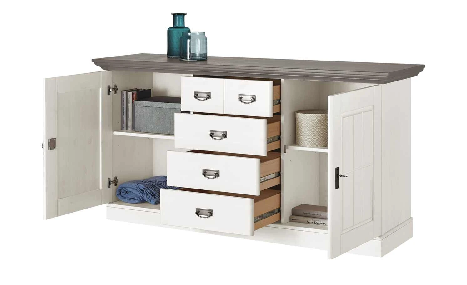 maison bleue Sideboard Florian | Weiß / Grau 5 maison bleue Sideboard Florian | Weiß / Grau – Bild 5