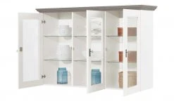 maison bleue Vitrinenaufsatz für Sideboard Florian | Weiß / Grau -Komm Store 12230758 1 202108161243