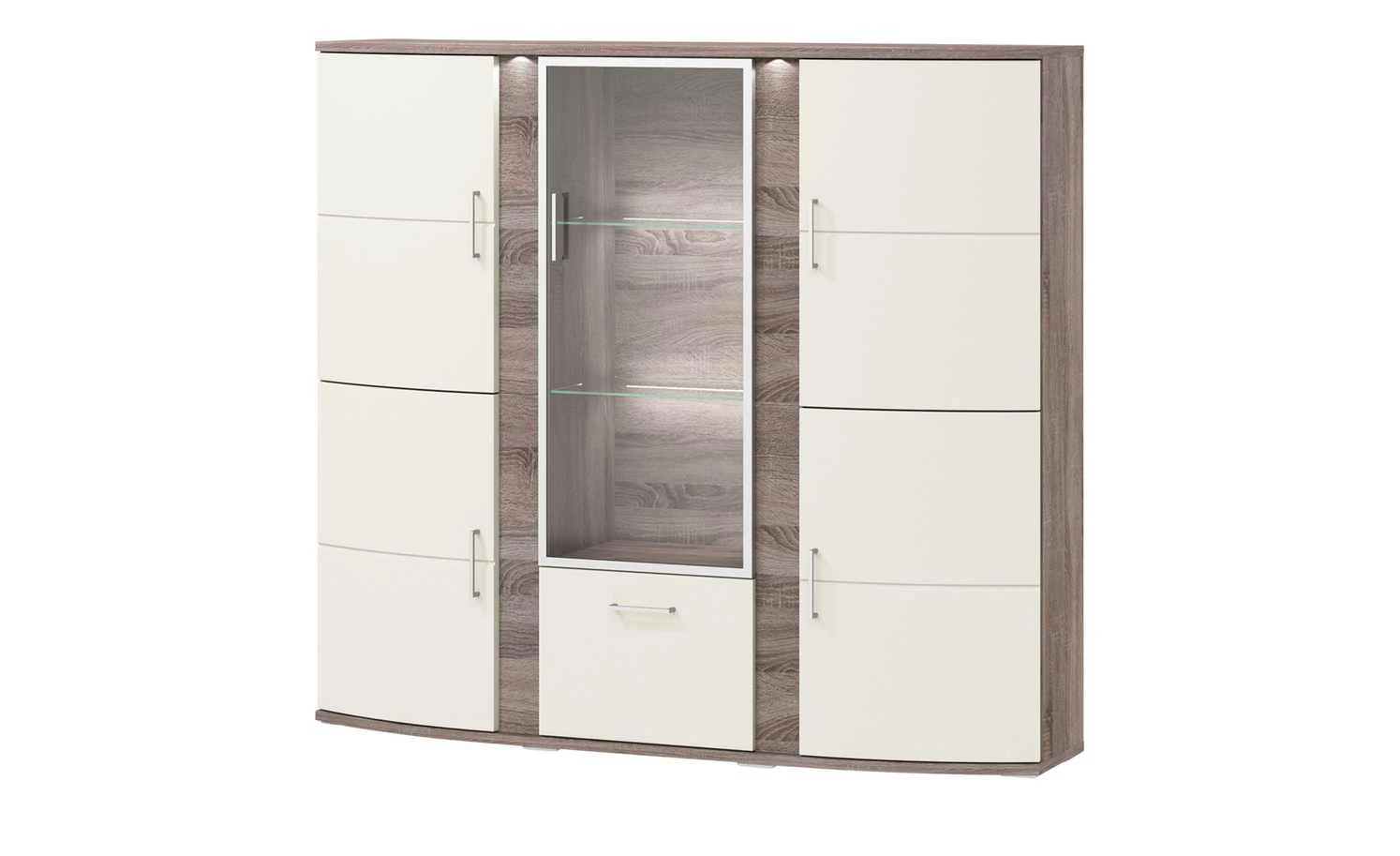 uno Highboard Onyx | Vanille / Eiche Trüffel sägerau (Nachbildung) Spotbeleuchtung 1 uno Highboard Onyx | Vanille / Eiche Trüffel sägerau (Nachbildung) Spotbeleuchtung
