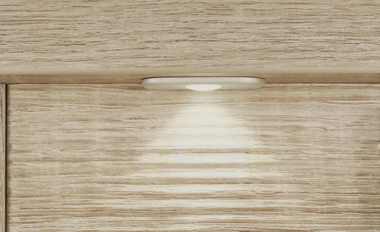 uno Highboard Onyx | Weiß / Eiche sägerau (Nachbildung) Spotbeleuchtung 2 uno Highboard Onyx | Weiß / Eiche sägerau (Nachbildung) Spotbeleuchtung – Bild 2