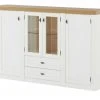 maison bleue Highboard Petit Chalet | Weiß / Asteiche mit Glasboden