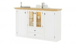 maison bleue Highboard Petit Chalet | Weiß / Asteiche mit Glasboden -Komm Store 12232257 4 202207082231