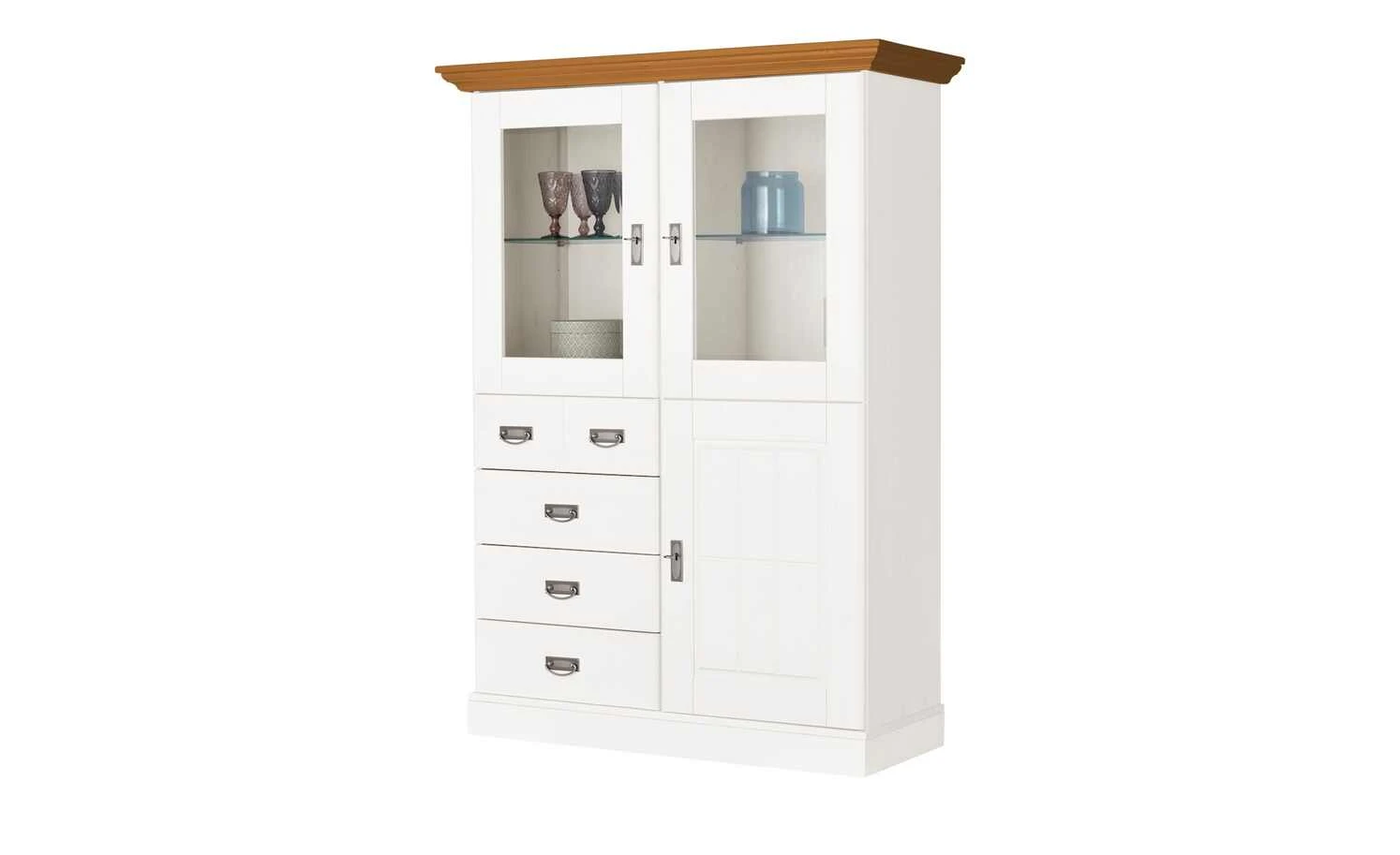 maison bleue Highboard Florian | Weiß / bernsteinfarben Türen mit Glaseinsatz 3 maison bleue Highboard Florian | Weiß / bernsteinfarben Türen mit Glaseinsatz – Bild 3