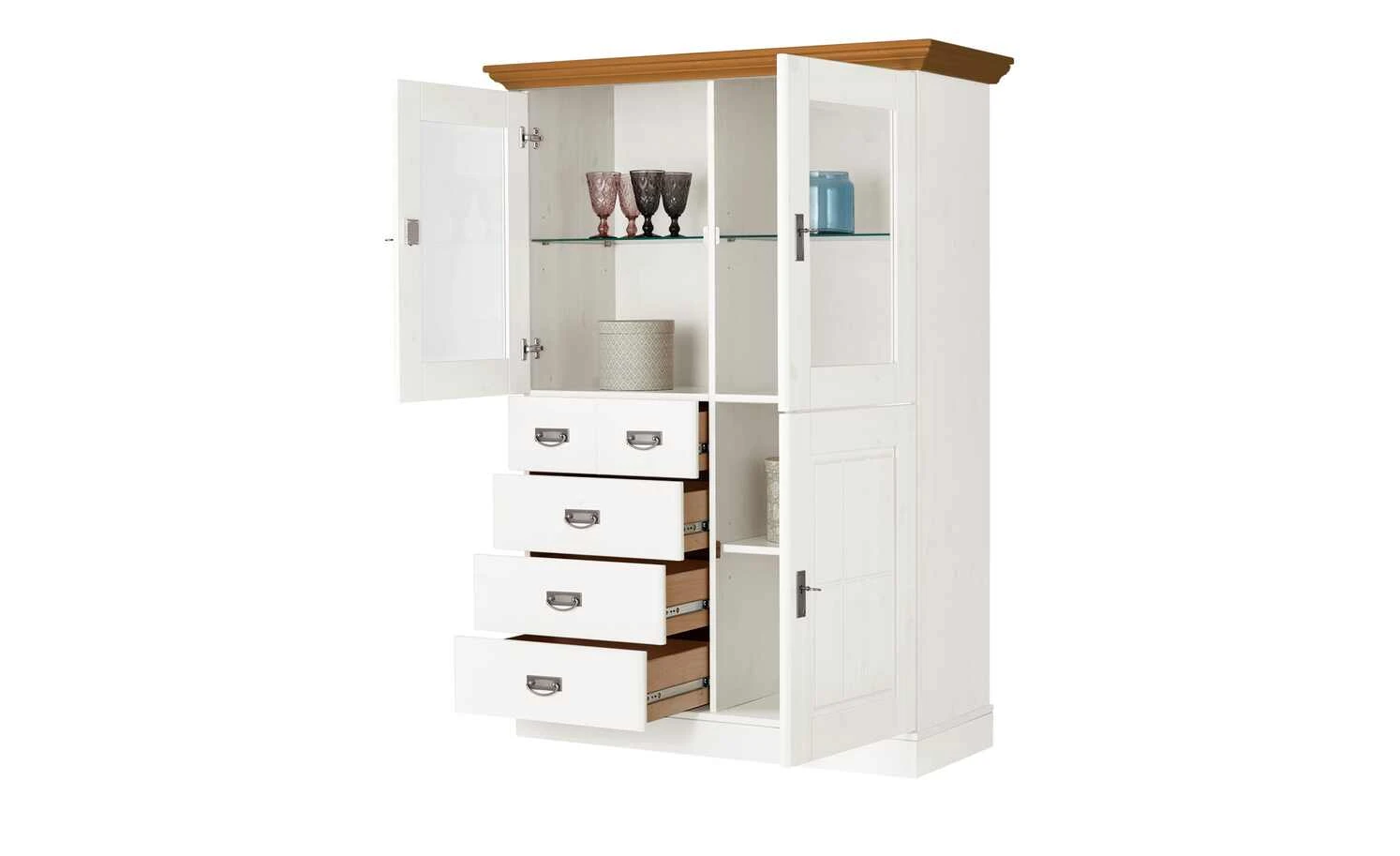 maison bleue Highboard Florian | Weiß / bernsteinfarben Türen mit Glaseinsatz 10 maison bleue Highboard Florian | Weiß / bernsteinfarben Türen mit Glaseinsatz – Bild 10