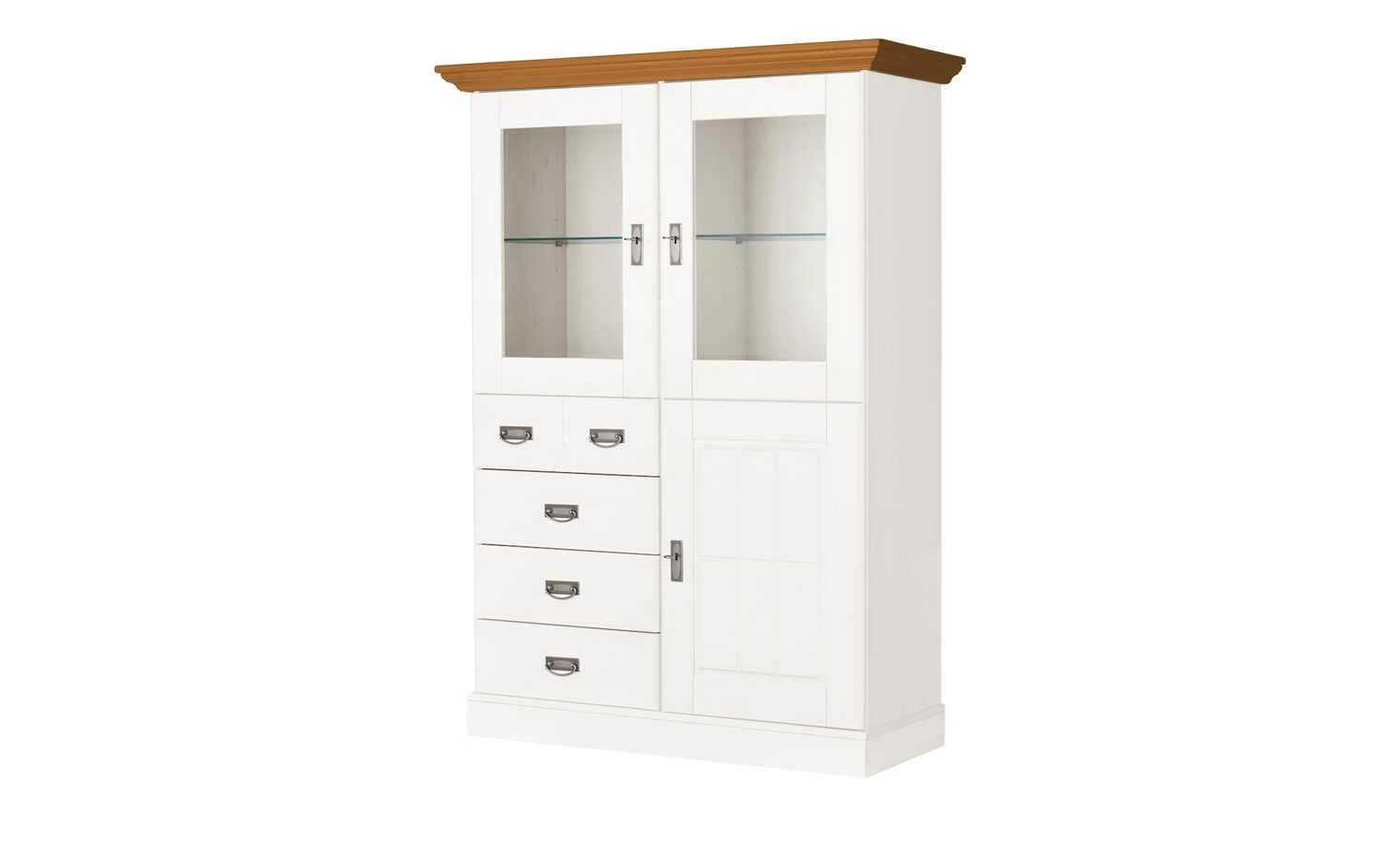 maison bleue Highboard Florian | Weiß / bernsteinfarben Türen mit Glaseinsatz 2 maison bleue Highboard Florian | Weiß / bernsteinfarben Türen mit Glaseinsatz – Bild 2