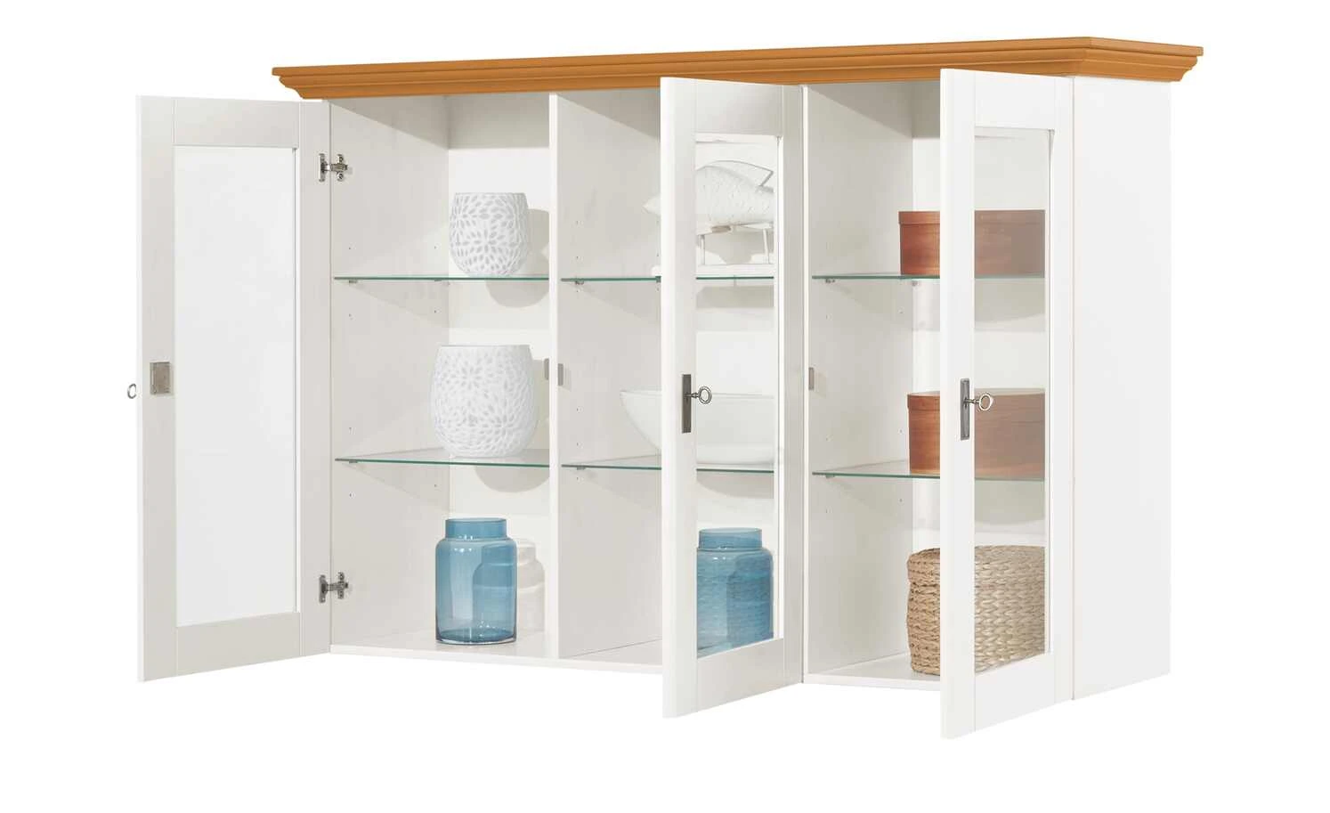 maison bleue Vitrinenaufsatz für Sideboard Florian | Weiß / bernsteinfarben 8 maison bleue Vitrinenaufsatz für Sideboard Florian | Weiß / bernsteinfarben – Bild 8